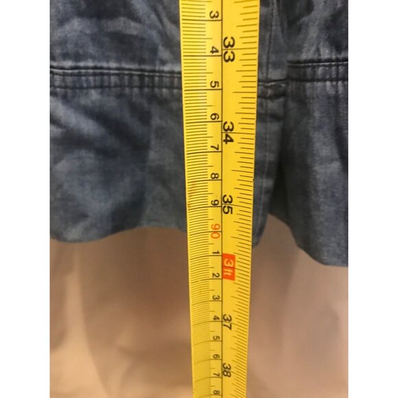 Bebe Romper Stone Denim Girls Med 10-12 Adjustable Straps Pockets Elastic Waist - Picture 6 of 7